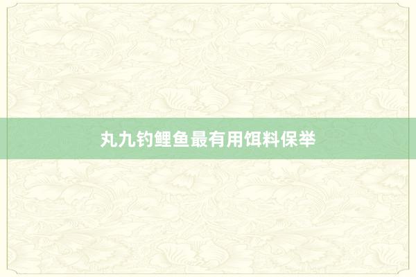 丸九钓鲤鱼最有用饵料保举